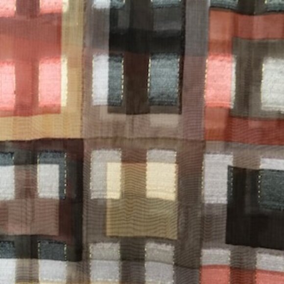 3/$15 Sparkly Salmon Pink Orange Rectangles Abstract Oblong Scarf Excellent - Picture 1 of 6